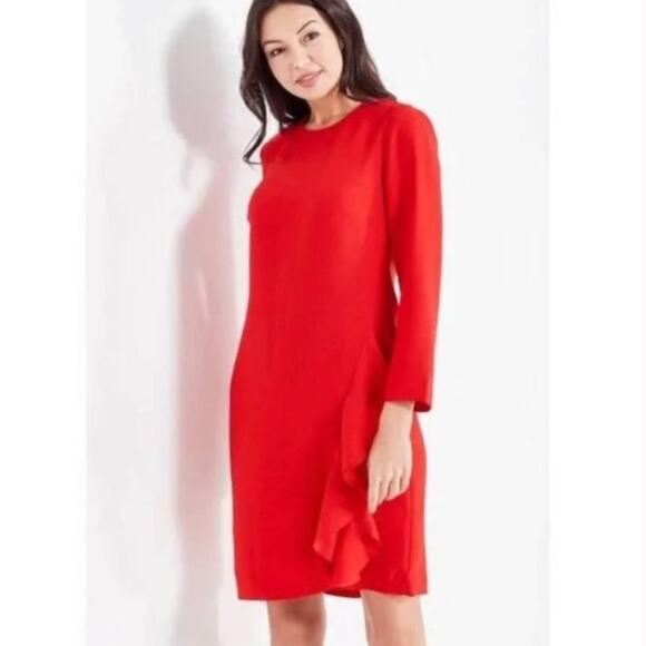 Banana Republic Red Ruffle Sheath Dress - Picture 1 of 8